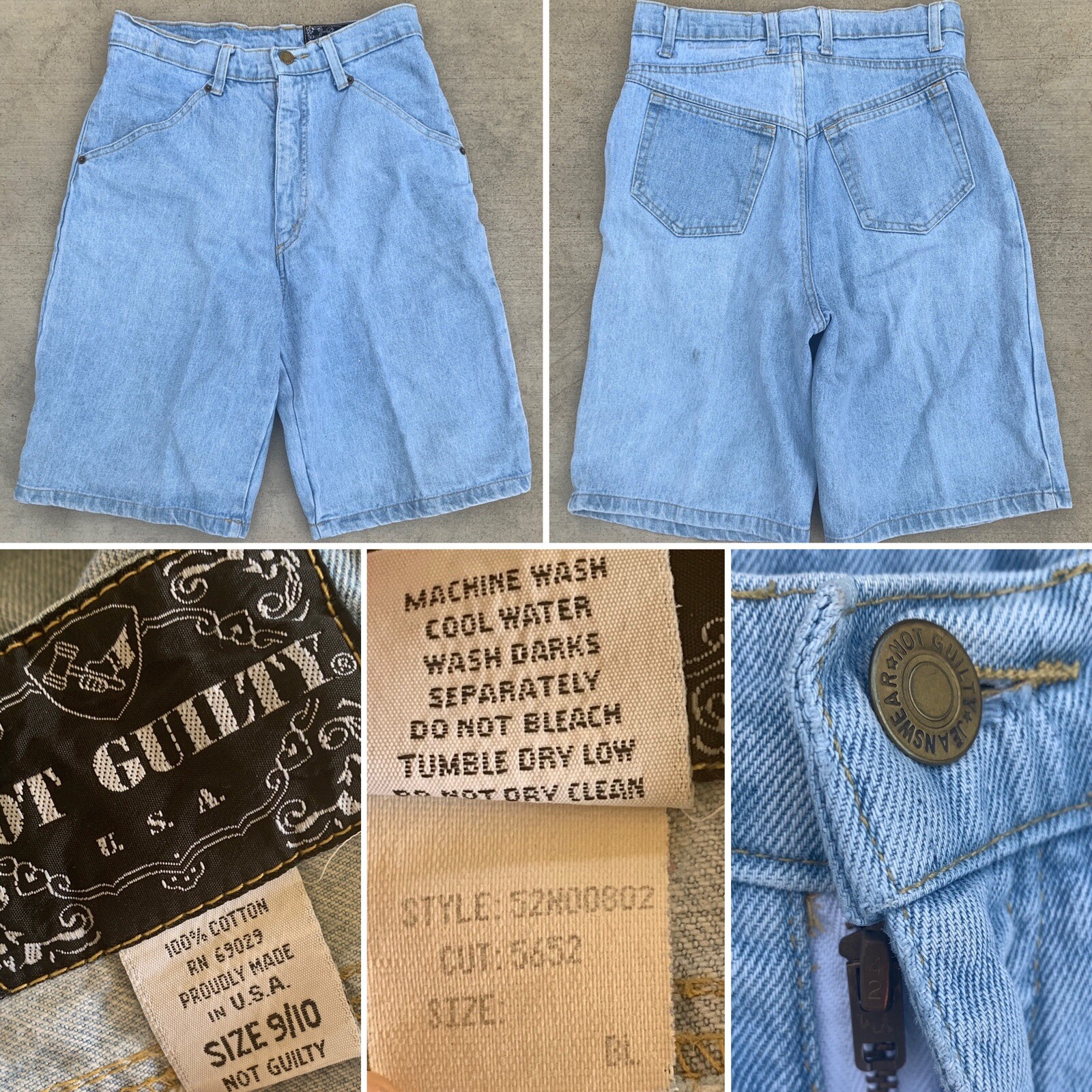 Not Guilty USA High Waist Denim Shorts 9/10 28 In Waist Talon 42 Zipper Jorts