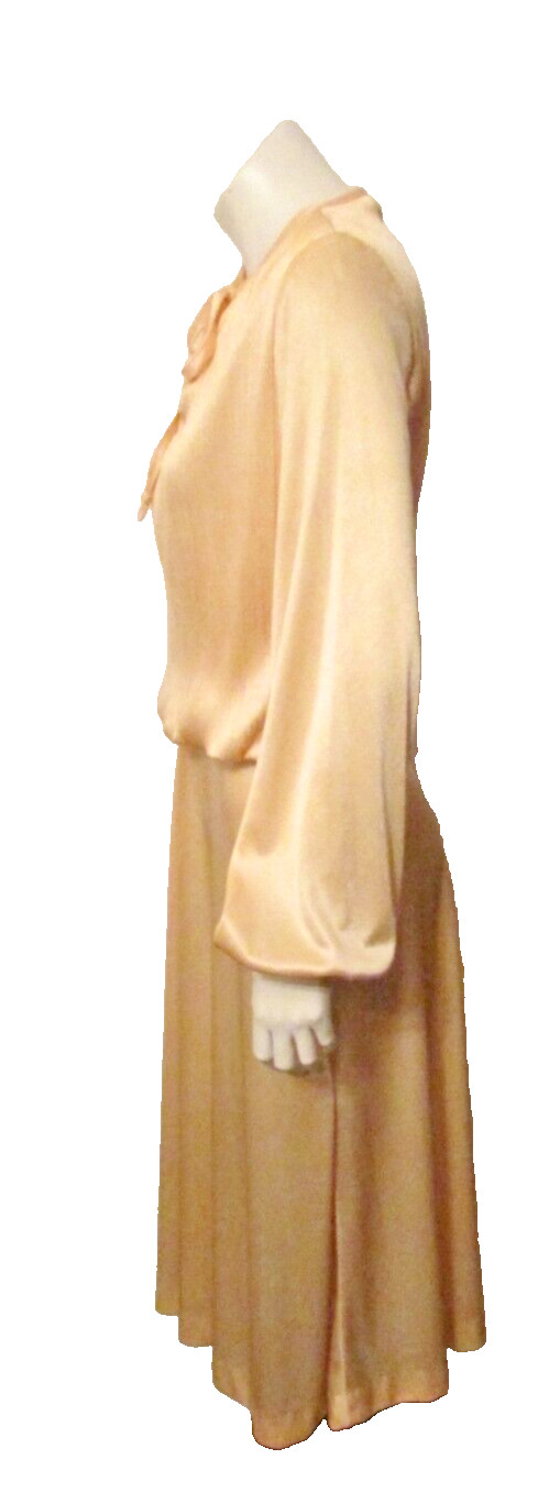 70’s Sue Brett Pleated Blouson Keyhole Disco Dance Clubwear Dress 7/8 USA made