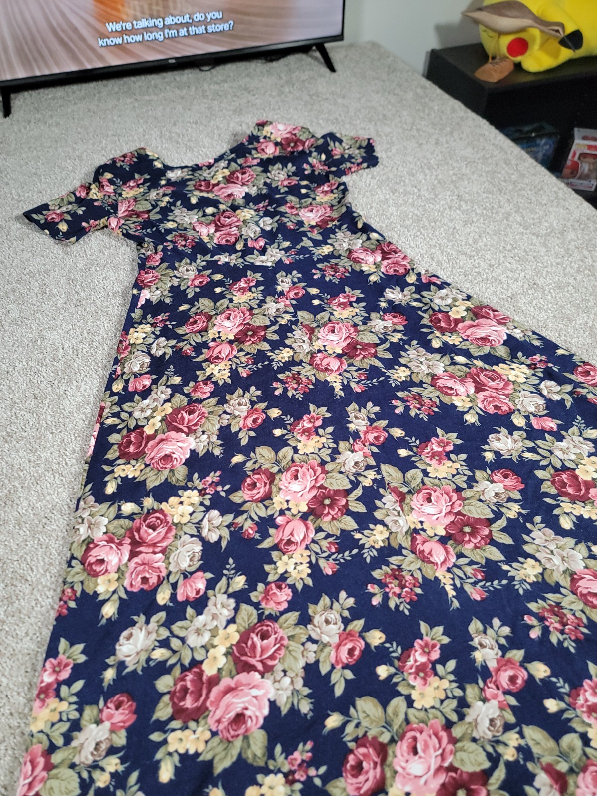 Vintage 90s Floral Rayon Dress Milkmaid Fairy Romantic USA Made Size M/L Prairie