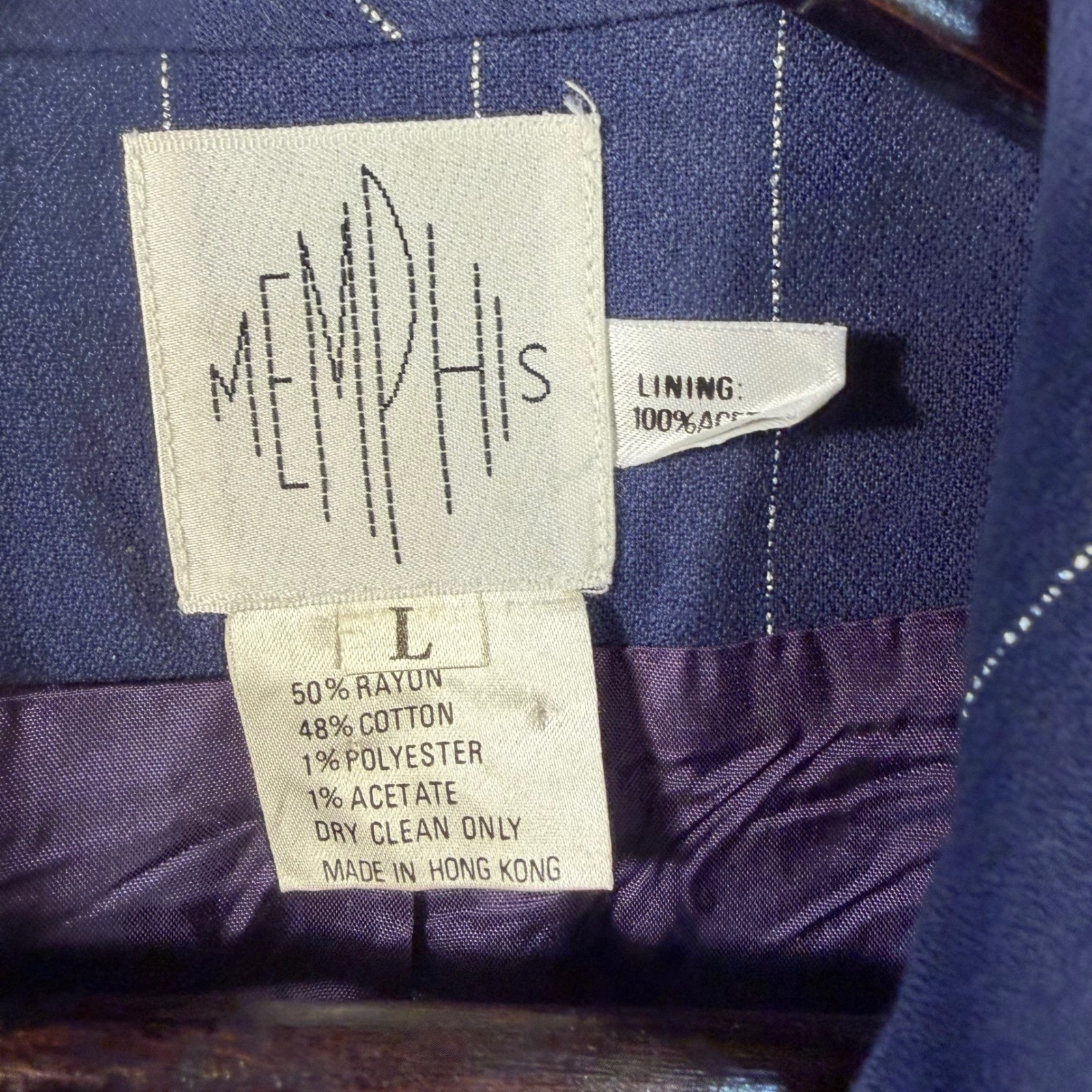 Vintage Memphis Navy Pinstripe Fringe Skirt Suit Set Western Blazer Large