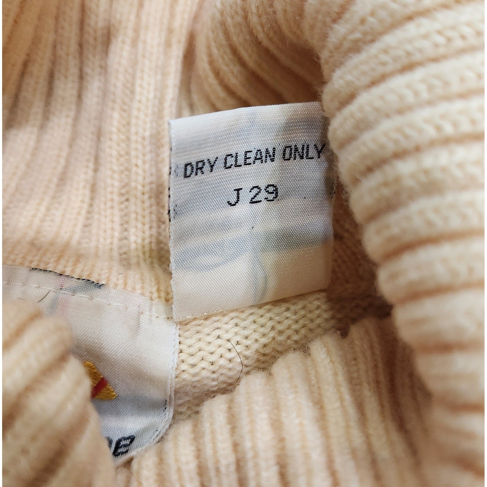Vintage Liz Claiborne Lambswool Blend Turtleneck Sweater Cream/Peach Women’s M