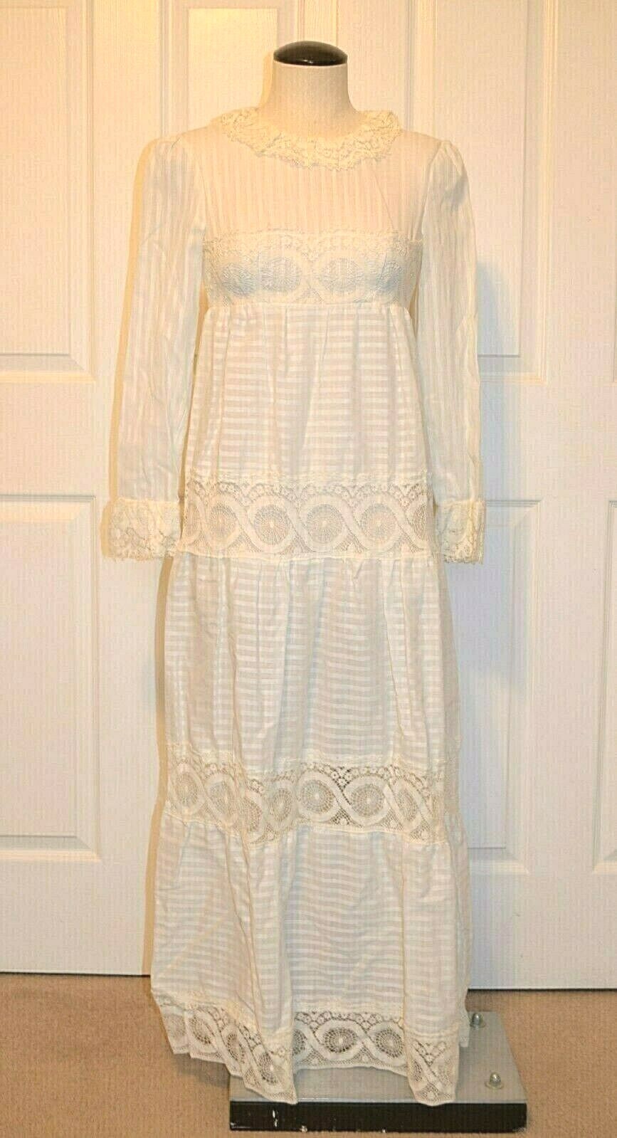 Vintage 1972 California Charmer Maxi Dress & Slip Boho Peasant Prairie Hippie XS