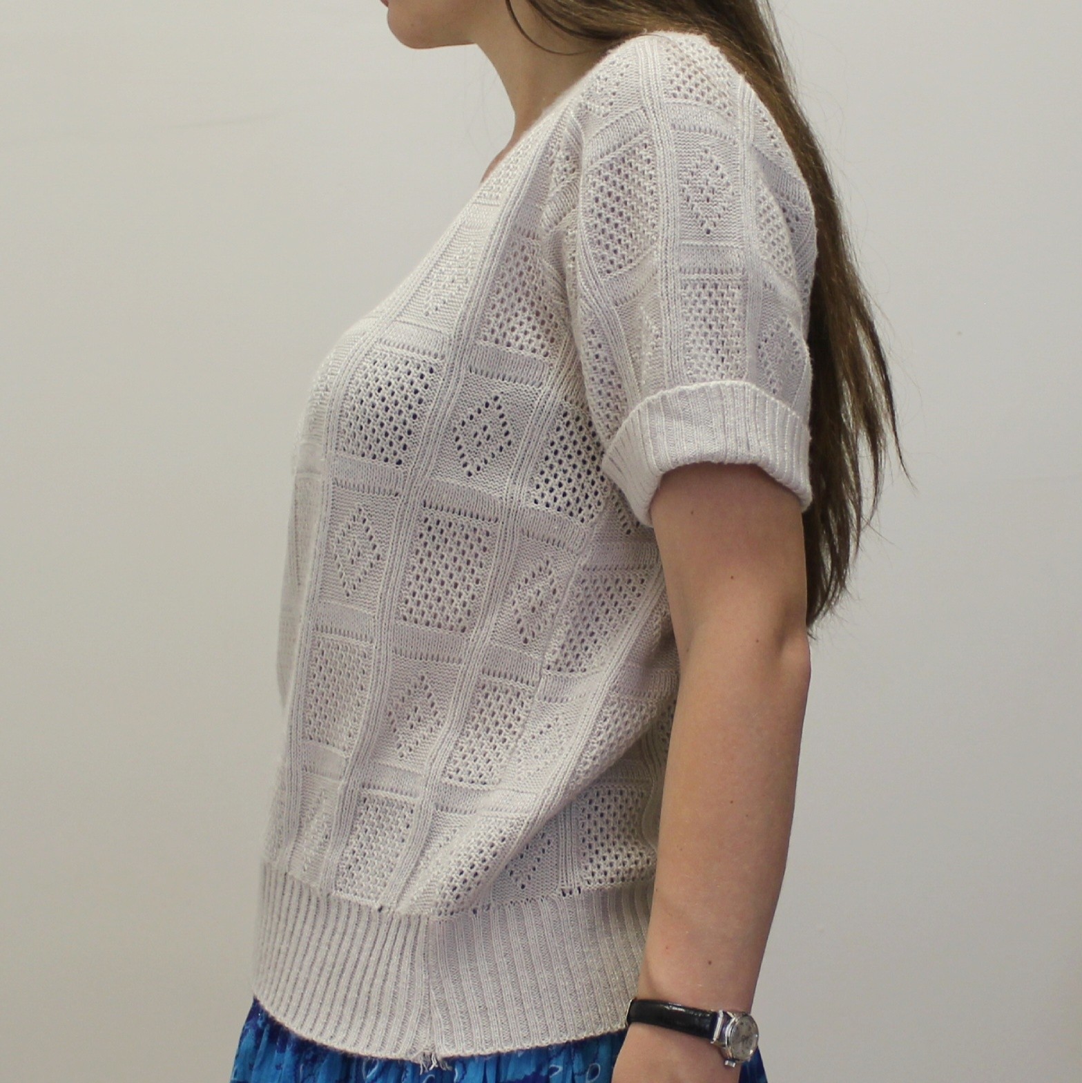 Vintage 70s Gray Knit Sweater Tee by Kenneth Too!