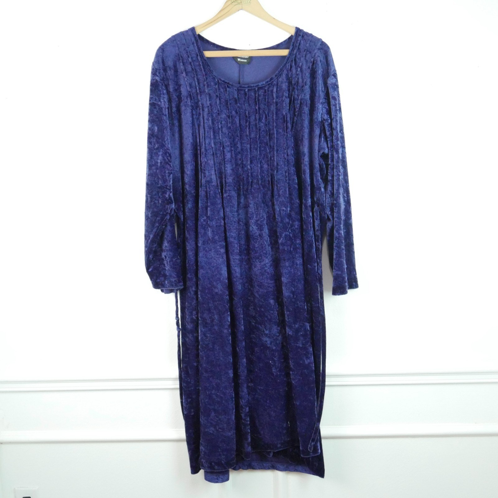 Vintage Plus Size 3X 4X Dress Purple Crushed Velvet Velour Witchy Whimsigoth 90s