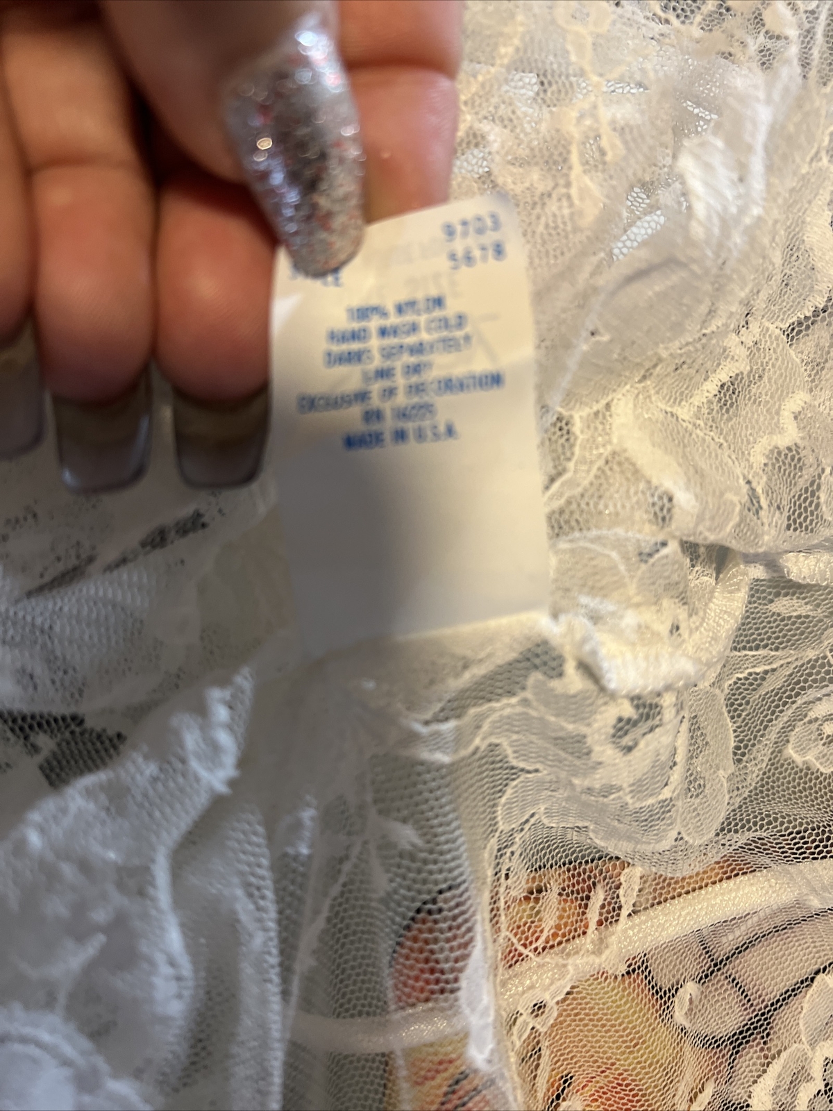 VTG Shirley Of Hollywood Short Bridal Ruffle Trim Lace Sheer Nylon One Sz cp2