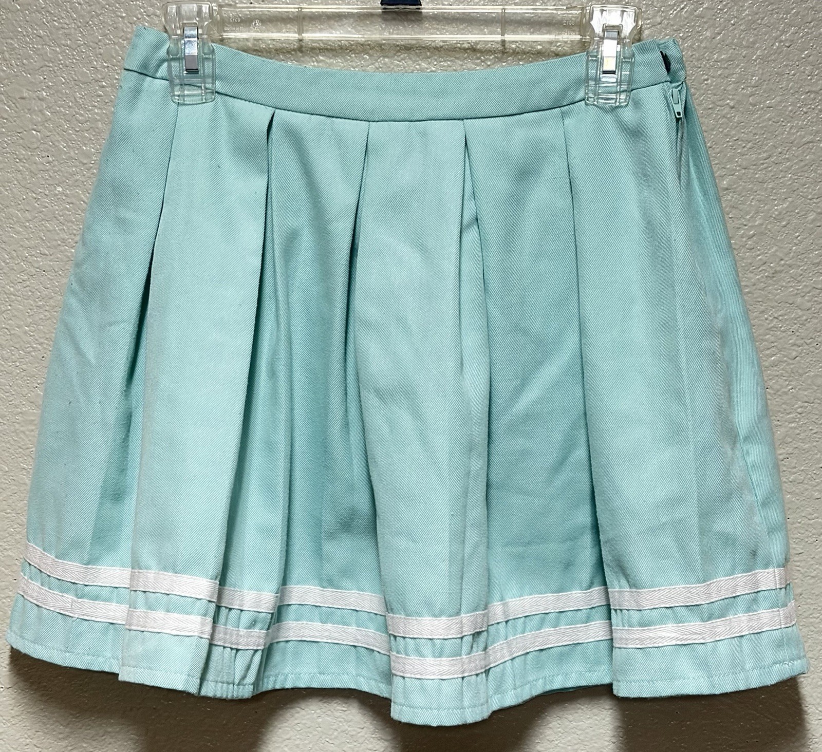 Hot Topic SM Mint Green White Stripes.Preppy Pleaded Skirt. Tennis Coquette Y2K