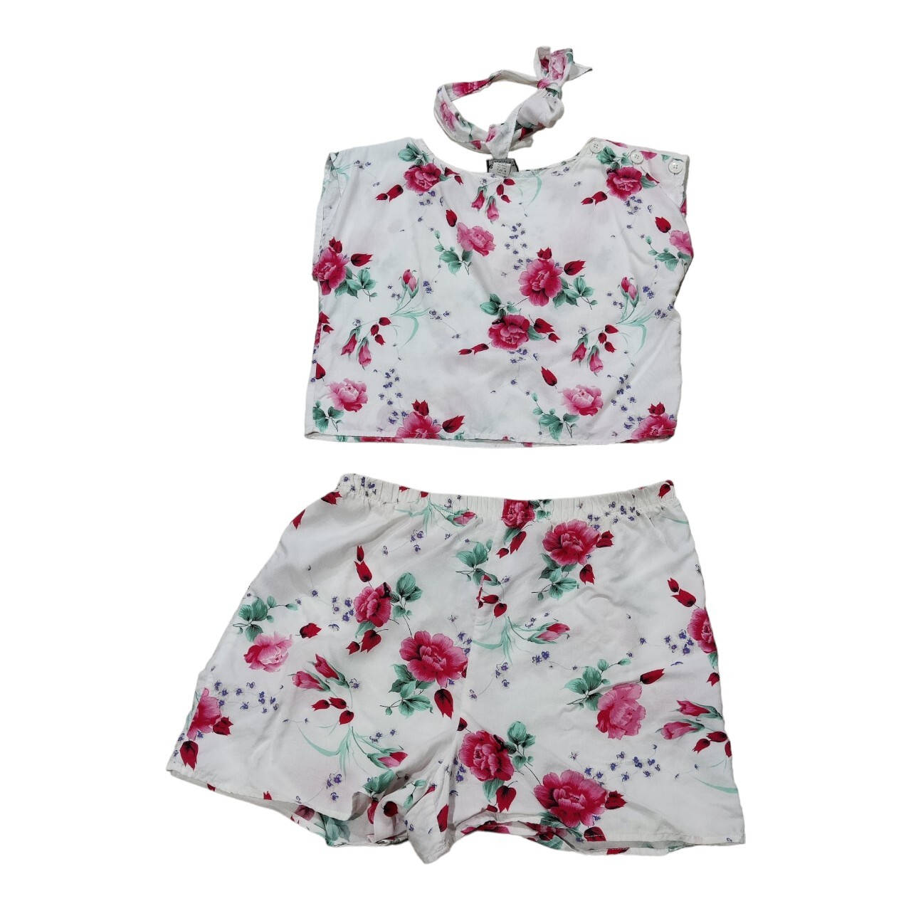 Vintage 1980’s EZ Street California Retro Blouse Shorts Headband 3 Piece Sz M