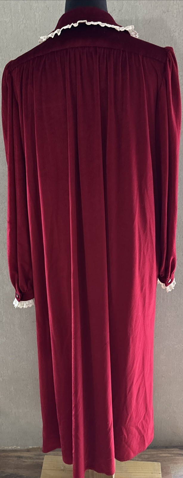 Vintage 1970s Red Velvet Homemade Prairie Dress Nightgown Whimsigoth