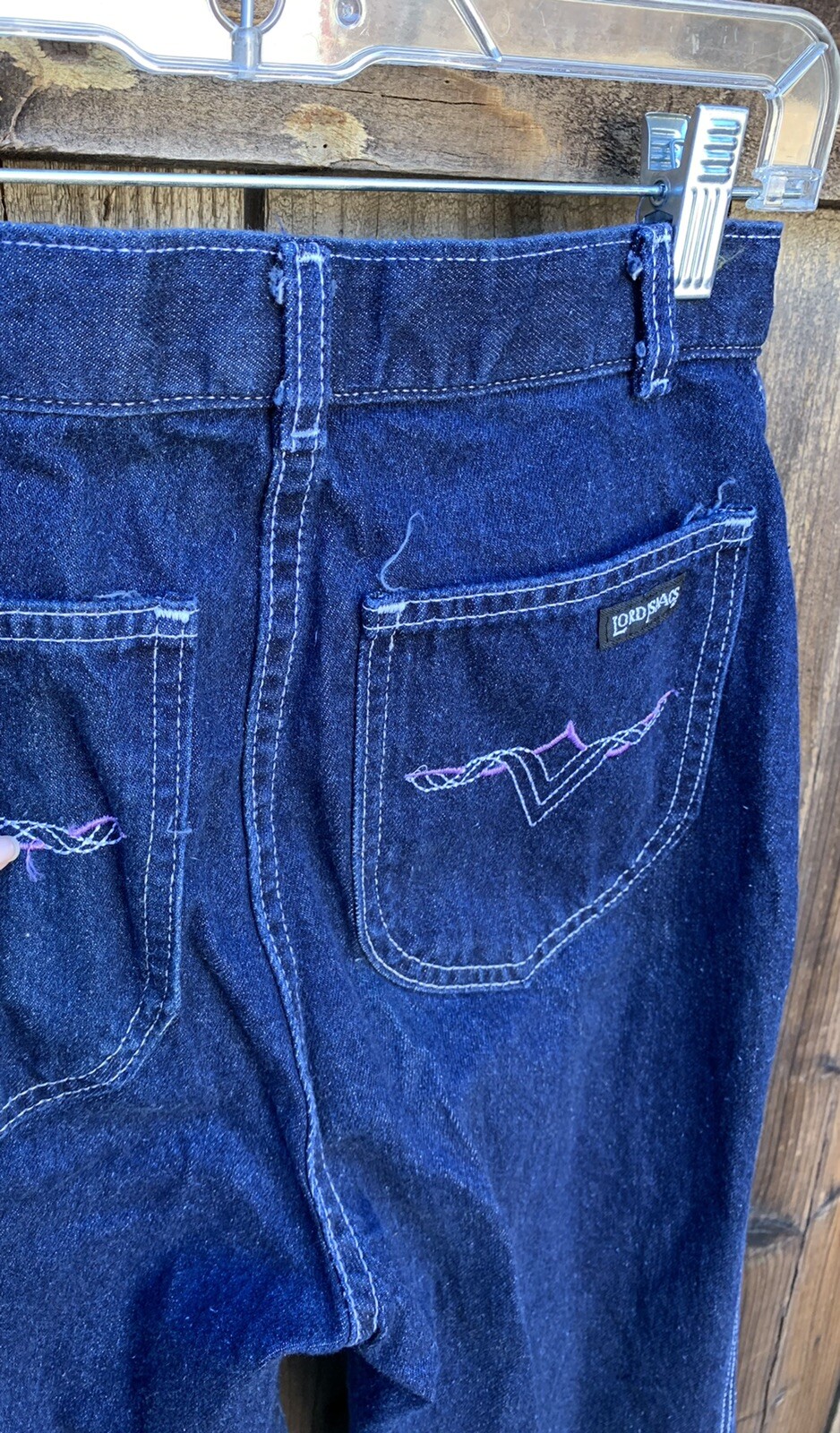 Lord Isaacs High Waist Jeans Talon Zip Embroidered Western Pockets 70s 80s Vtg