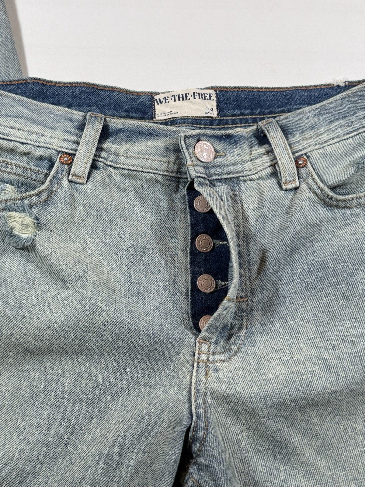 VTG Free People We The Free Jeans Womens Sz 29 – Mid Rise Hippie Button Fly