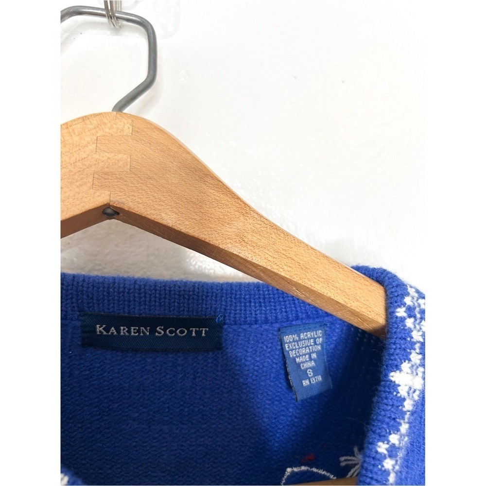 Vintage Karen Scott Ugly Christmas Holiday Penguin Embellished Knit Sweater S