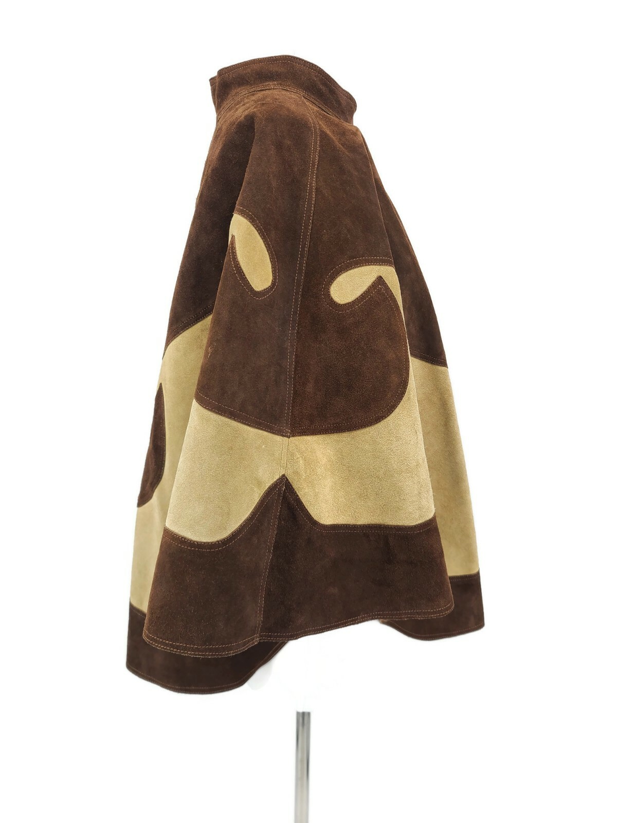 Vintage Penelope Leather Suede Cape Womens One Size Brown Swirl Mexican