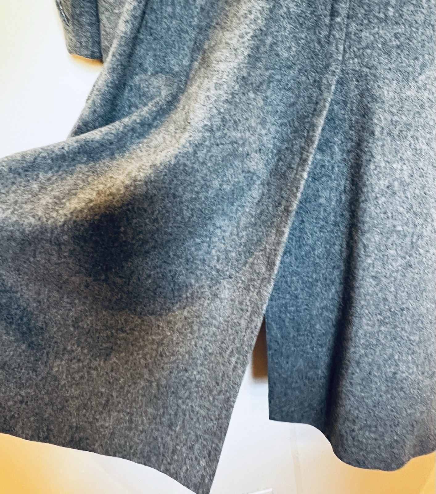 Celine Paris Gray Cashmere Wool Long Women Coat Made In France Padded Shoulders