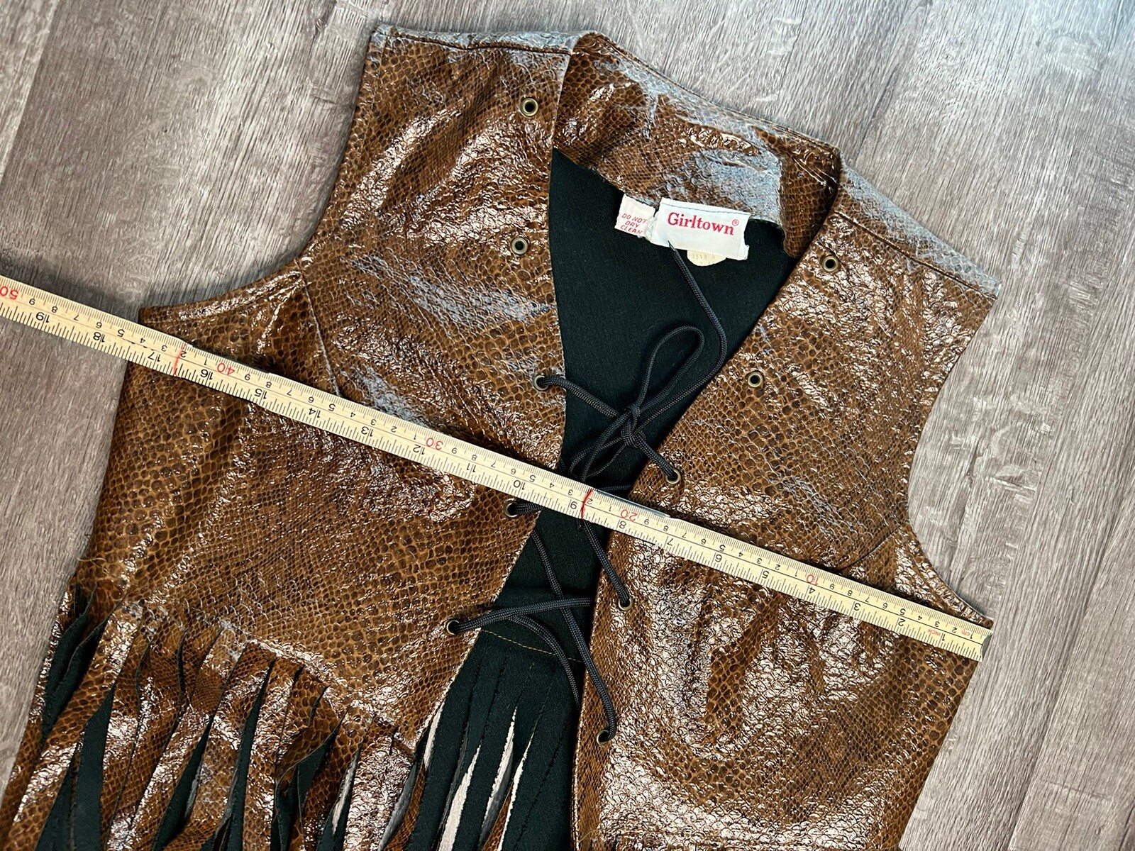 Vintage 60s Snake Leather Fringe Set Mini Skirt Cropped Top GOGO Goth Mod RARE