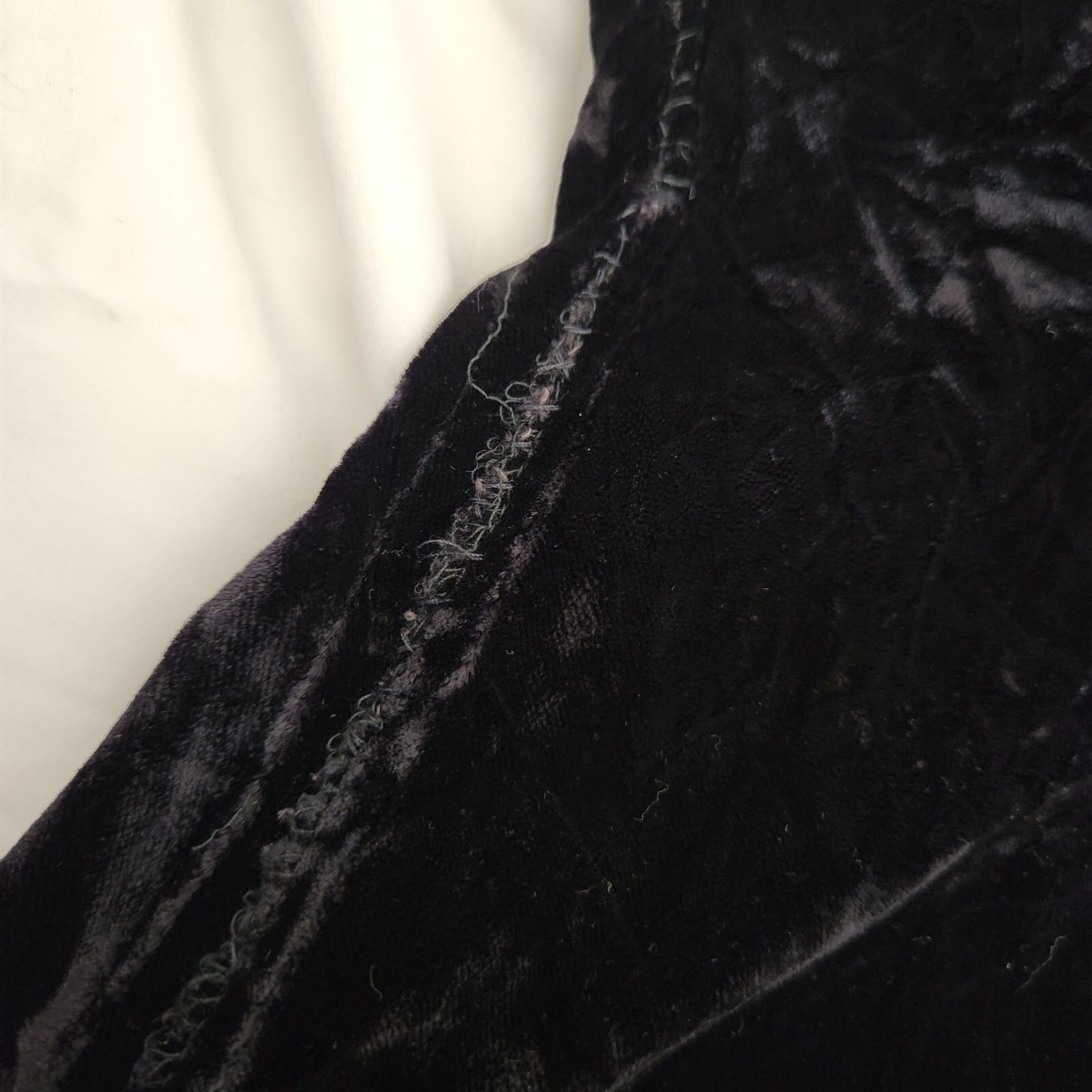 Vtg 80s Witchcore Black Velvet Dress 6 Drop Waist Ruffle Skirt Witchy Grunge