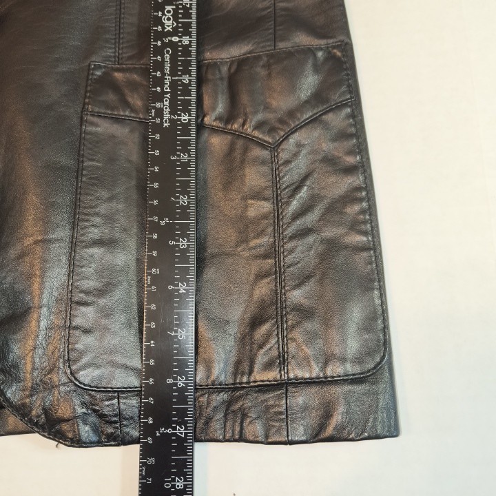 Vintage Etienne Aigner 100% Genuine Leather Size 8 Jacket Coat Black Hong Kong