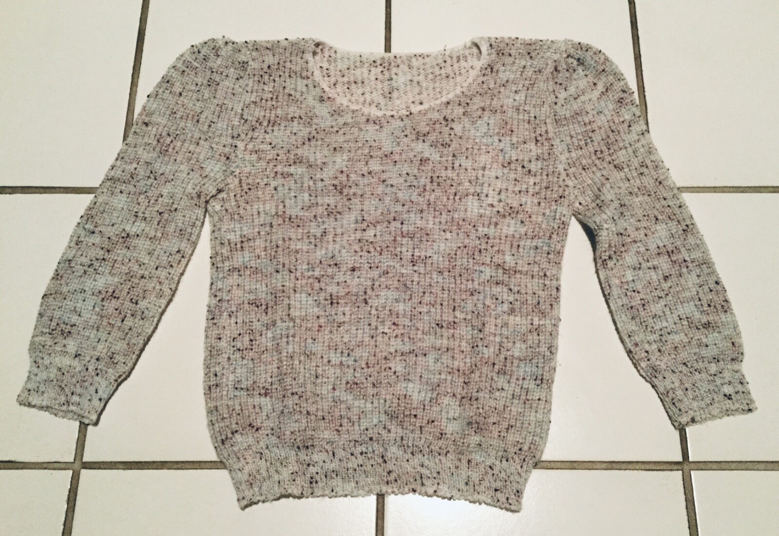 Adele Vintage Women’s Sweater 80s Acrylic Knitwear Pale Blue/Beige