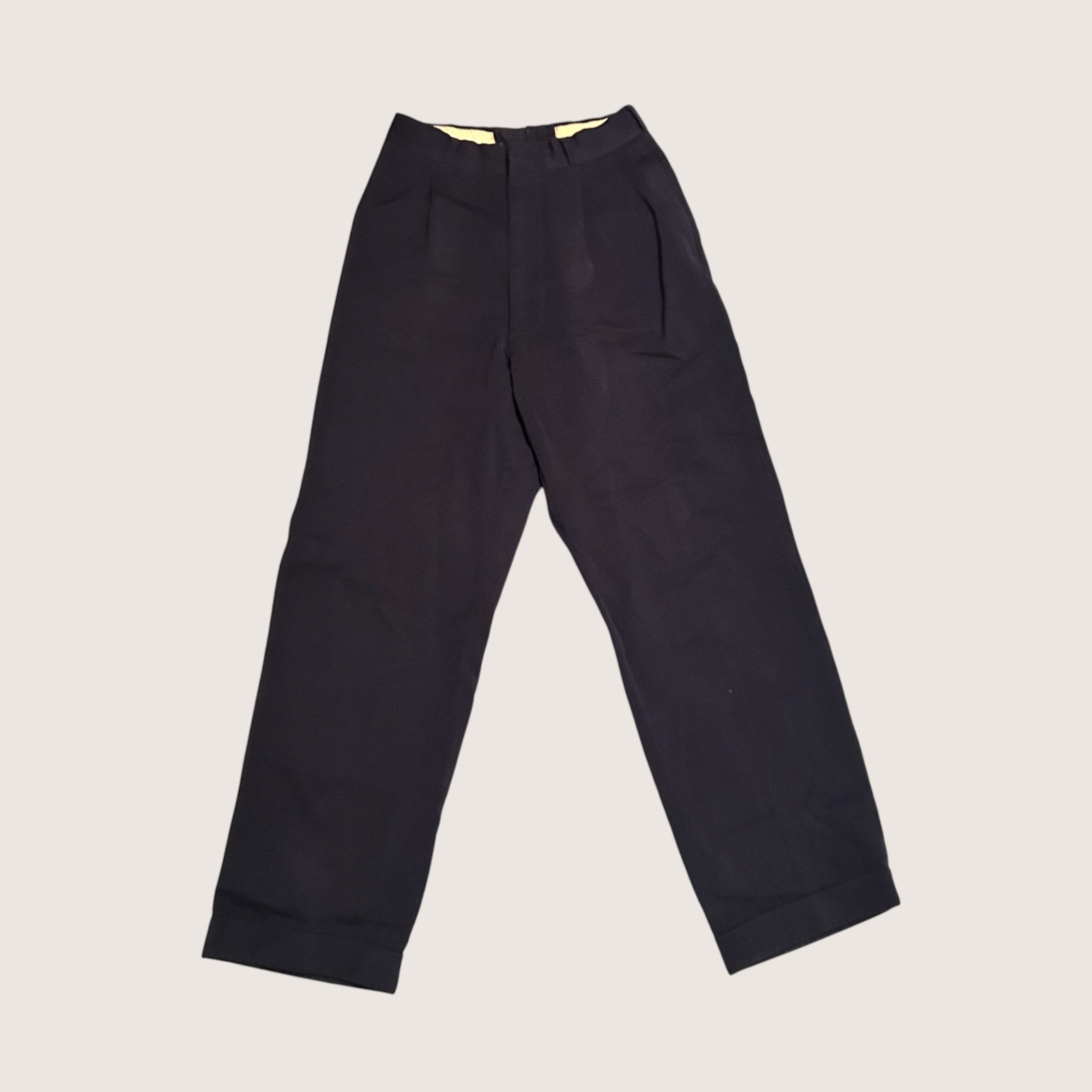 Vintage Navy High Waisted Pleated Wool Dress Pants 25X30