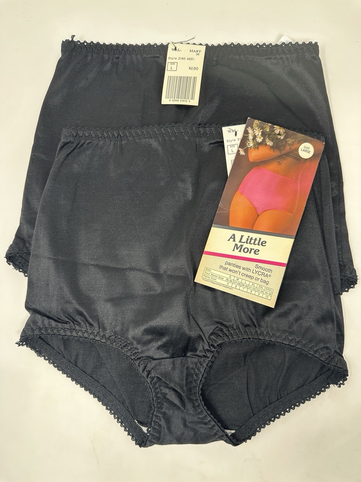 Vtg 1990s Panties Briefs „A Little More” Black Sz Large Lot of 2 NWT #C138