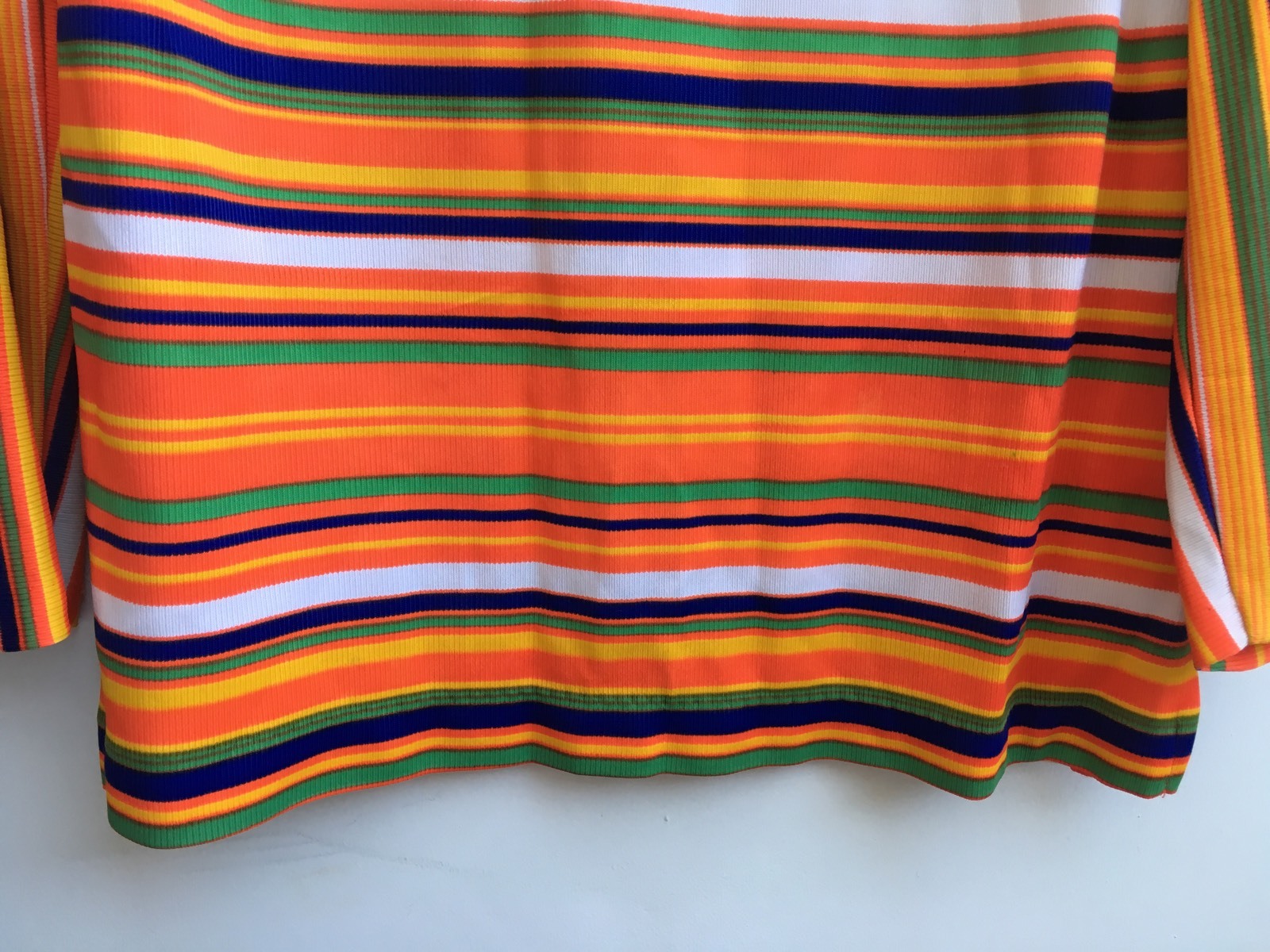 Vintage Long Sleeve Bright Striped Top Aladdin Brand Mock Turtleneck 60s 70s Mod