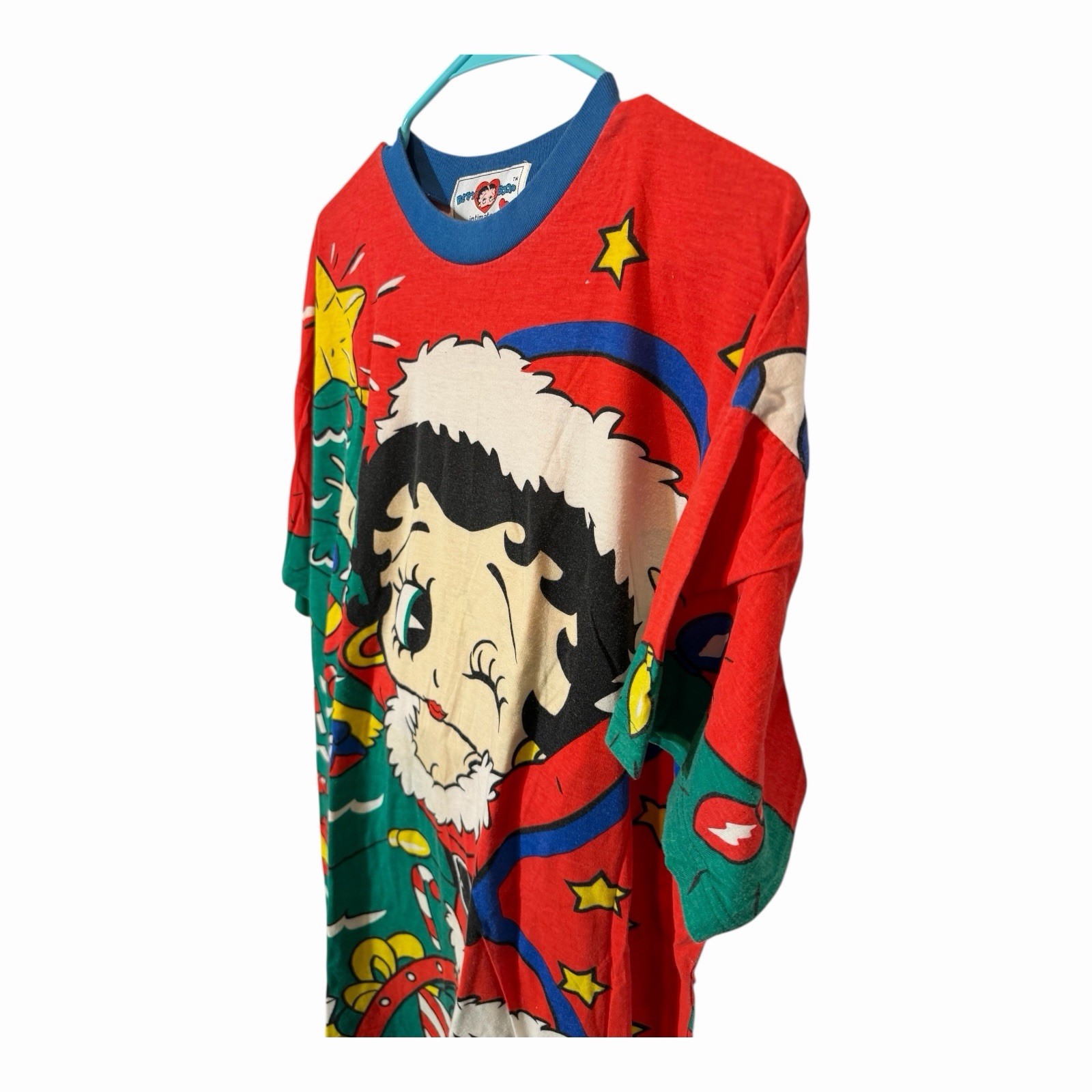 Vintage 1994 BETTY BOOP INTIMATES Christmas t shirt oversized AOP cover up 90s