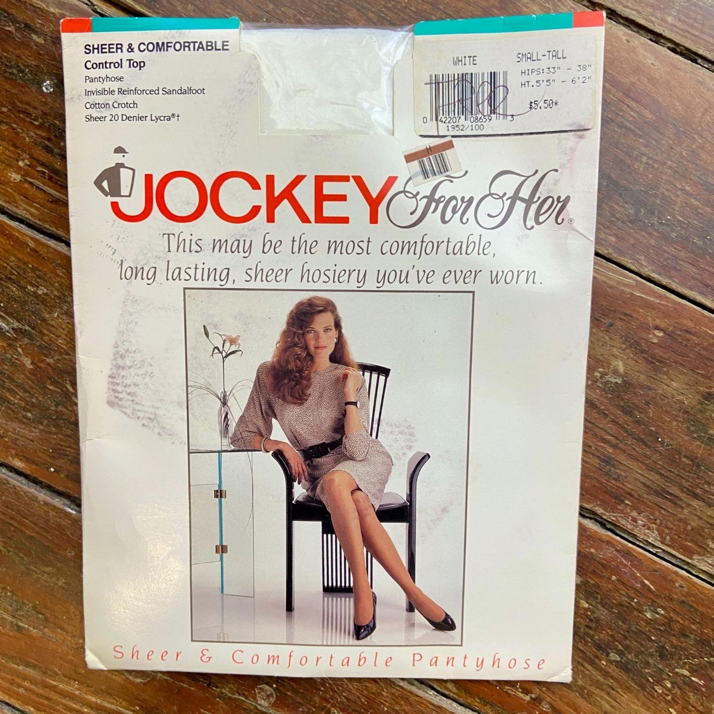 NOS Vintage 90s JOCKEY For Her Pantyhose Sheer Control Top White Small-Tall NEW