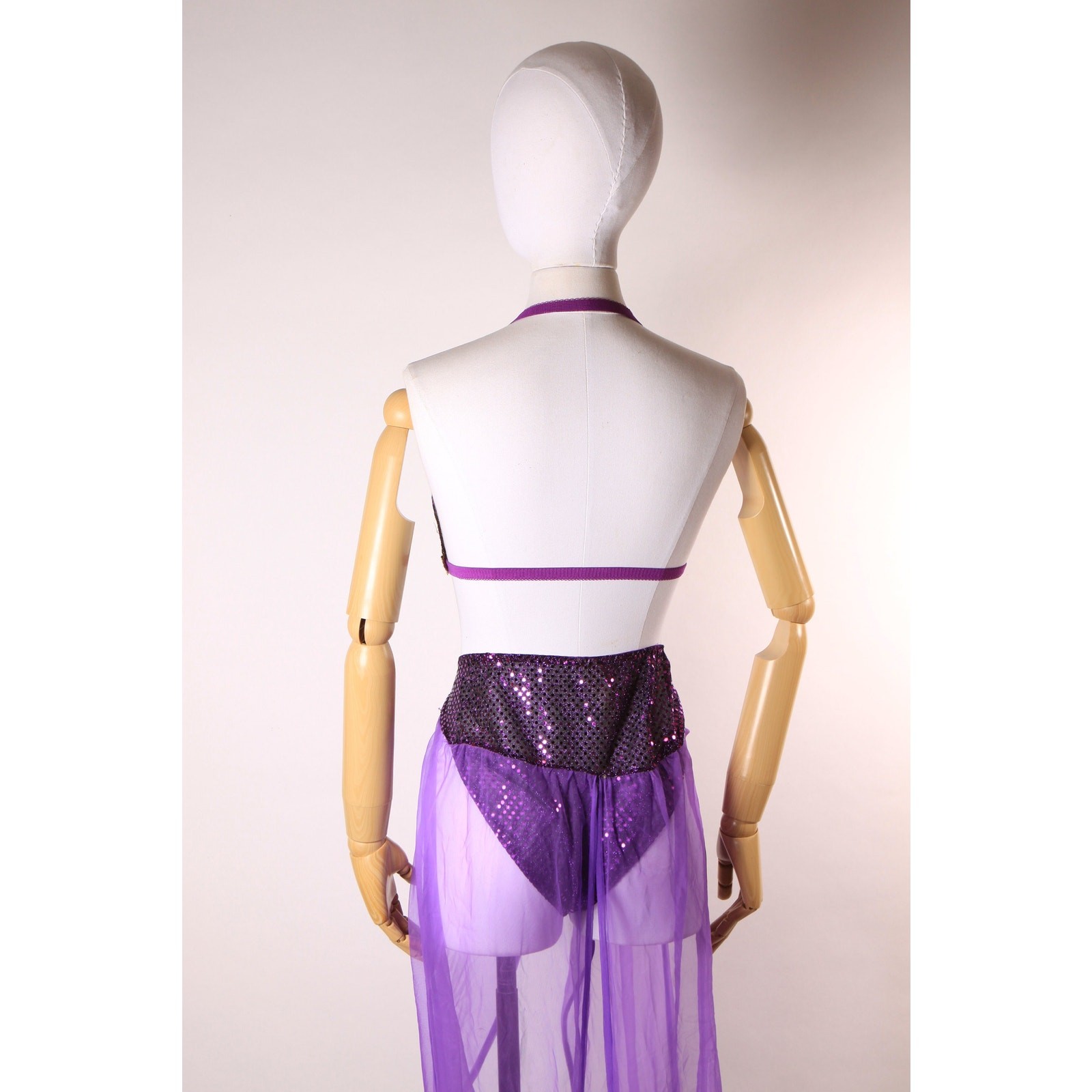 1980s 1990s Purple Gold Bikini Top & Pants Genie Belly Dancer Lingerie Costume
