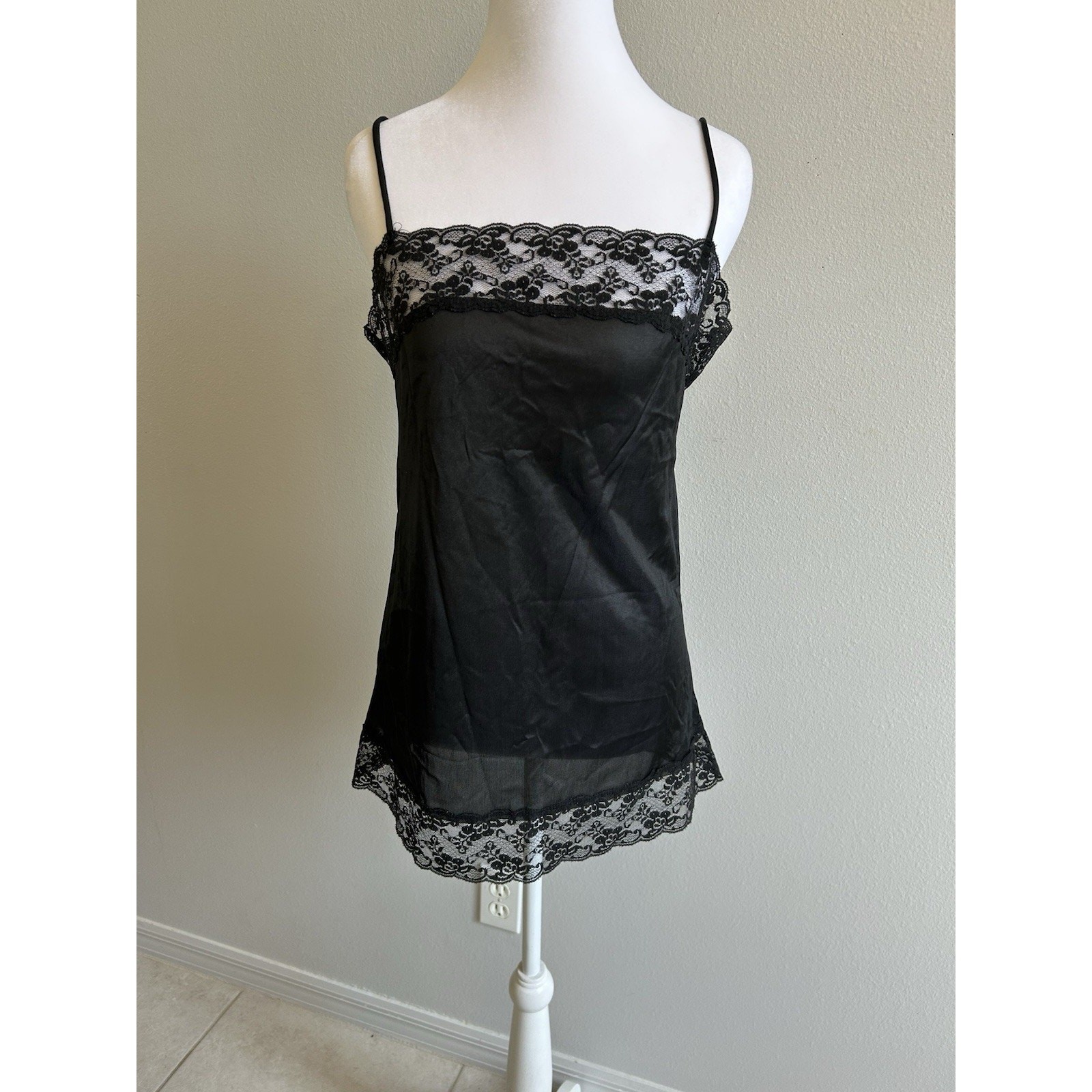 Vintage Y2K Black Camisole Coquette Babydoll Whimsigoth Dark Fairy Witchy Goth S