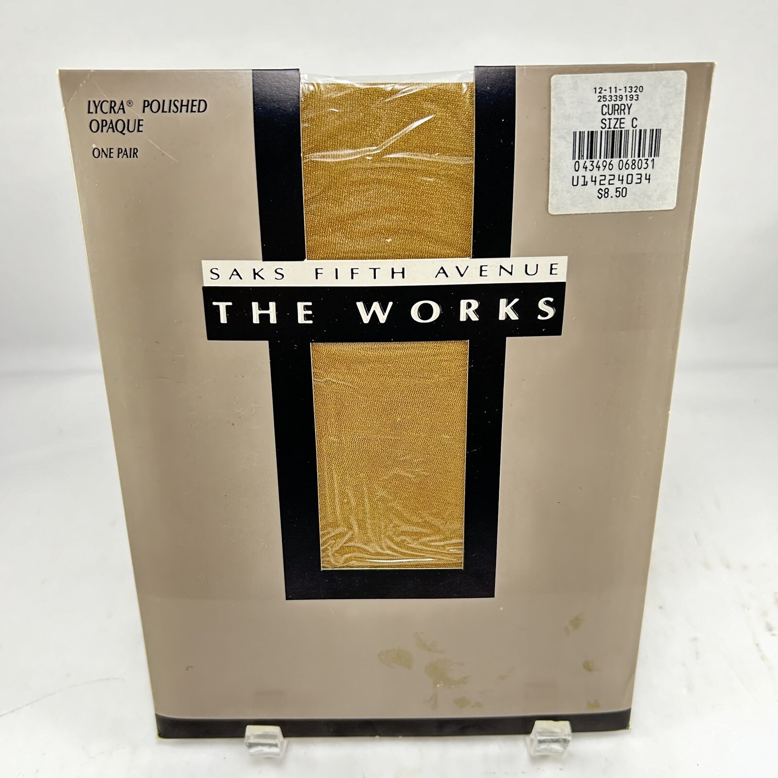 Vtg Saks Fifth Avenue The Works Polished Opaque Pantyhose Curry Size C Nos