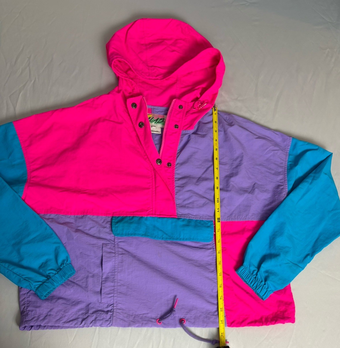 VAB Vintage Colorblock Hooded Jacket Pink Purple Blue Size M