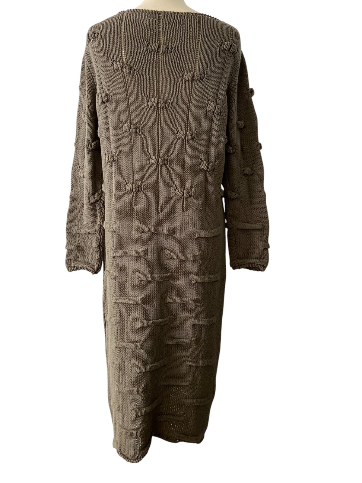 Women’s ’90s Vintage knit dress | Taupe cotton day dress made in Italy | Size M