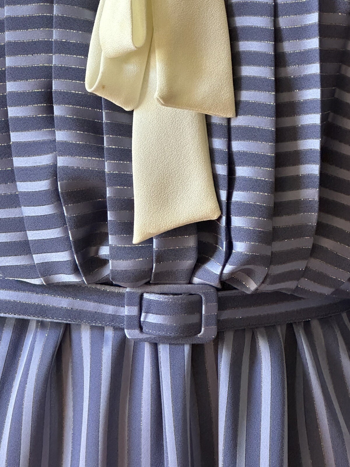 Vtg 80s JSJ Belted Dress Womens Polyester Blue Dynasty Style 34” Bust 28” Waist