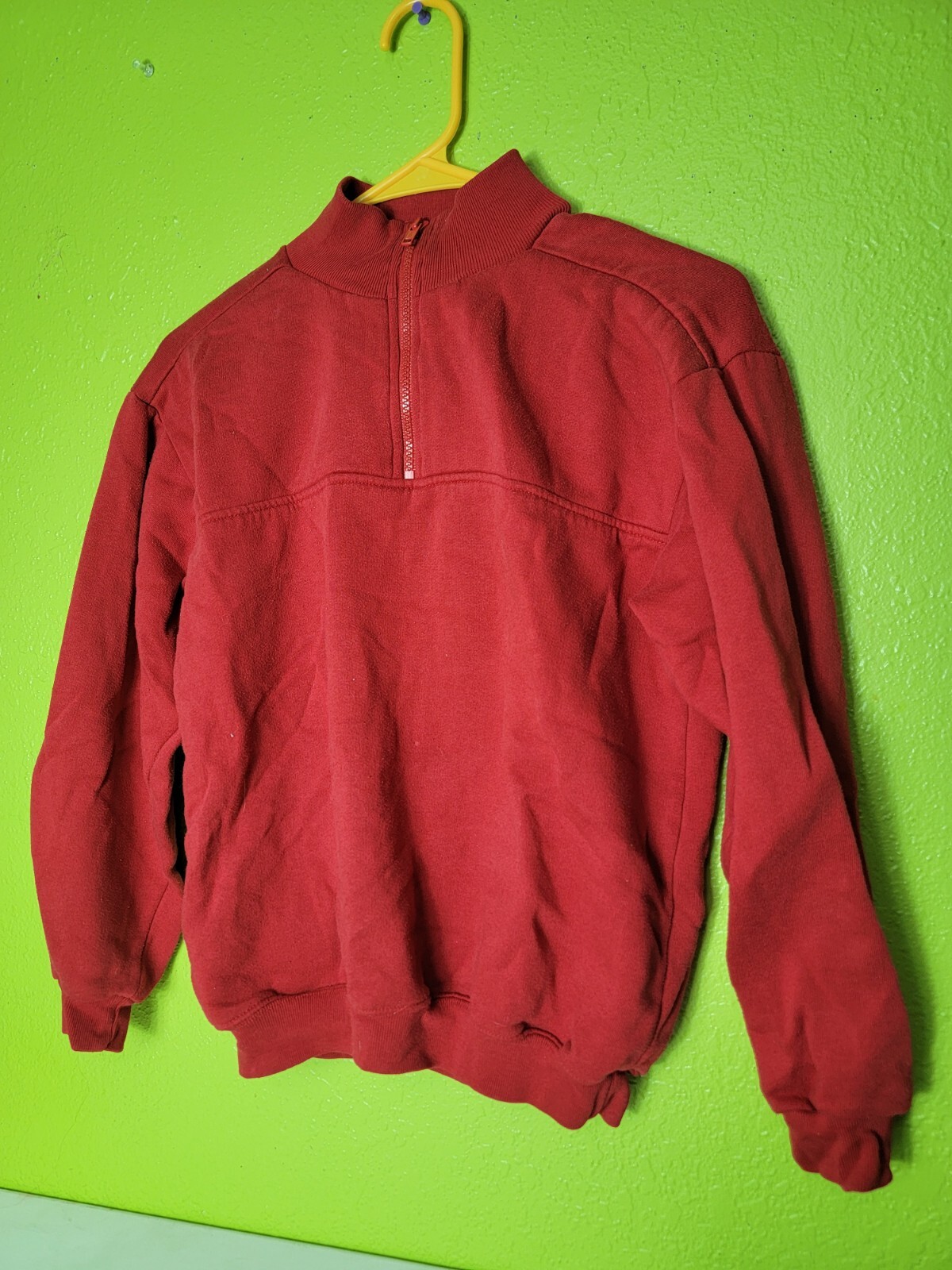 Vintage Sweater Size 8 Points West Petites Red Pullover 1/4 Zip 90s