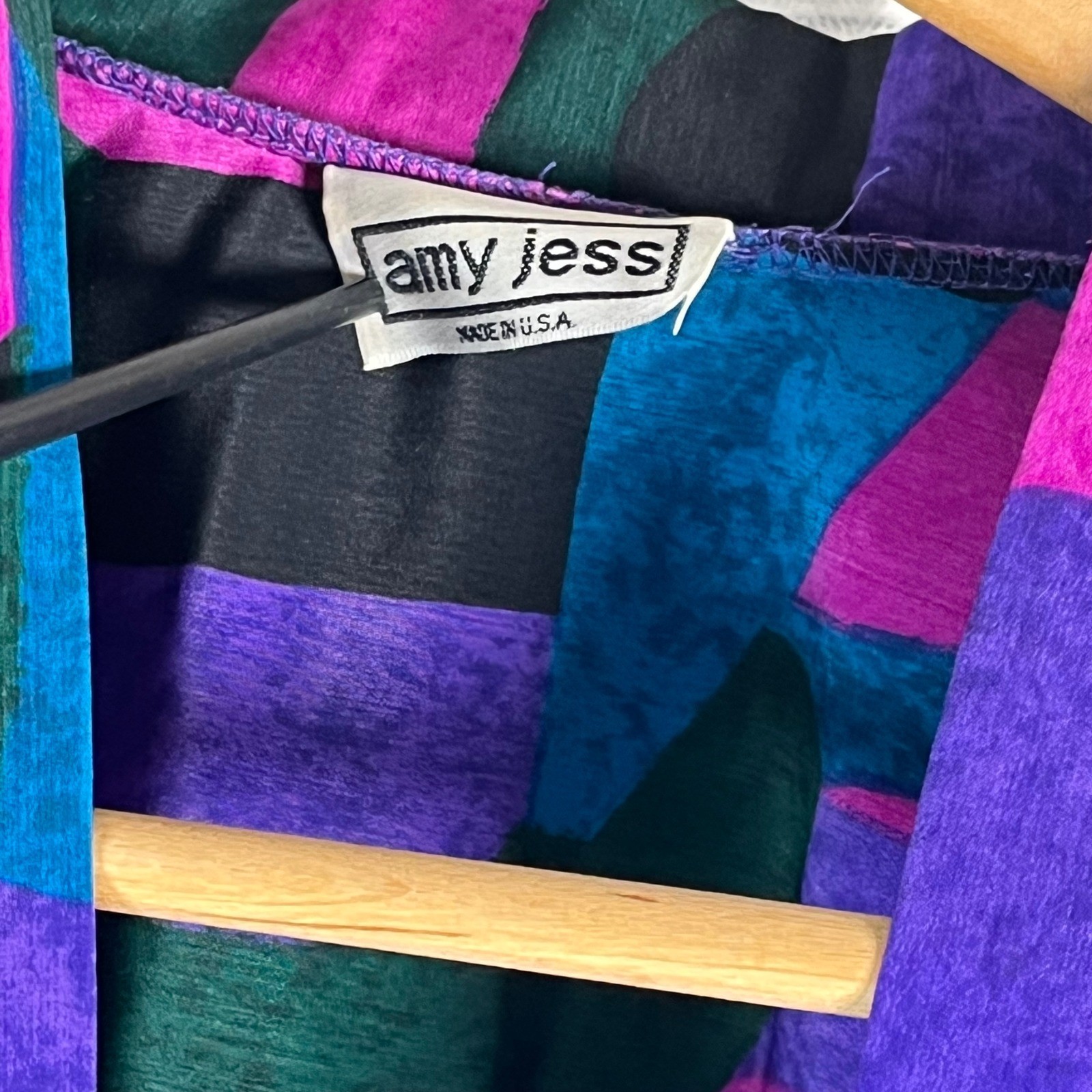 Amy Jess Vintage 80s Geometric Abstract Duster Cardigan Rhinestone Shoulder USA