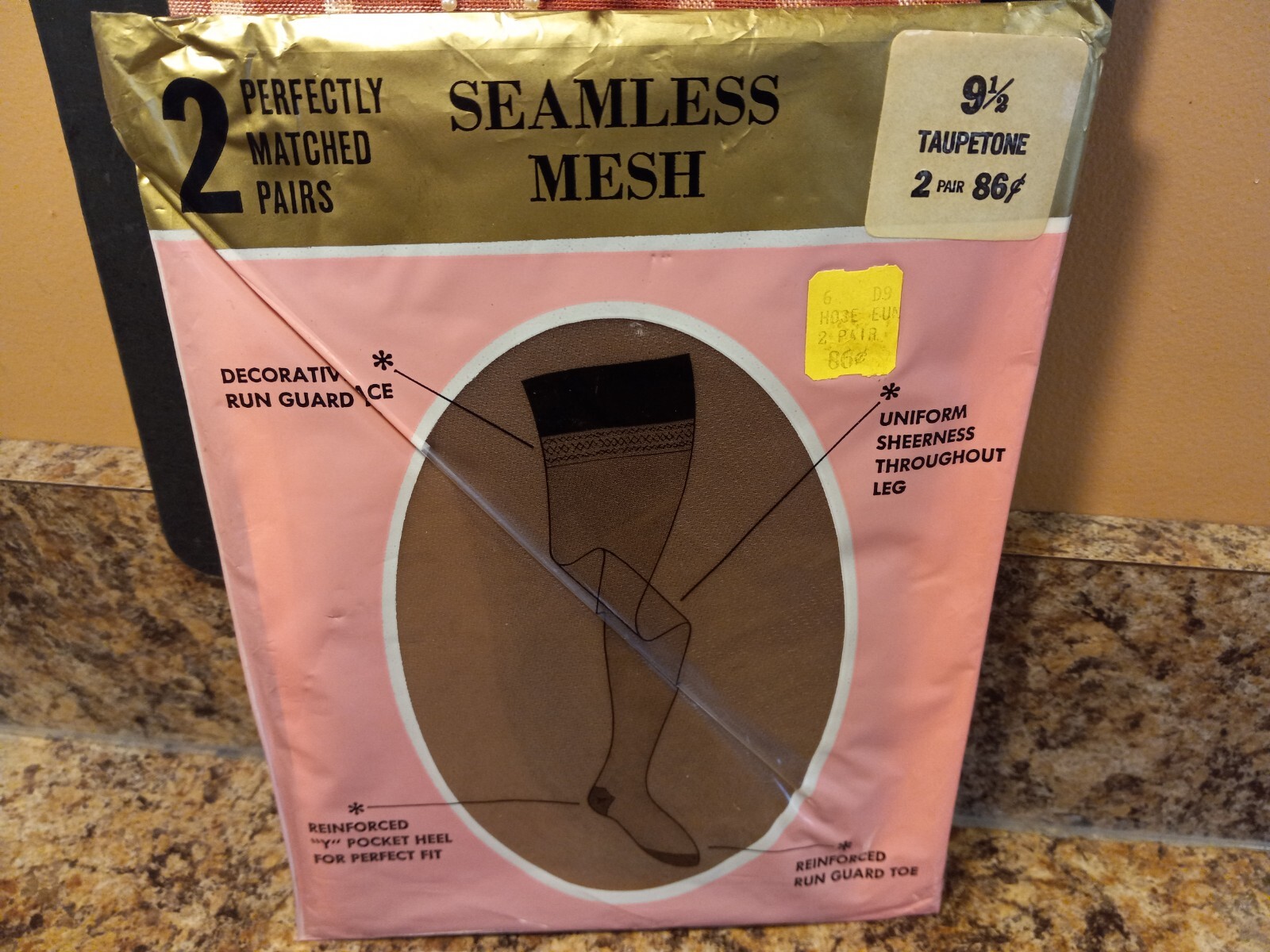 2-Pair Women’s Garter Stockings Sheer Seamless Mesh Nylon Size: 9 1/2 Taupetone