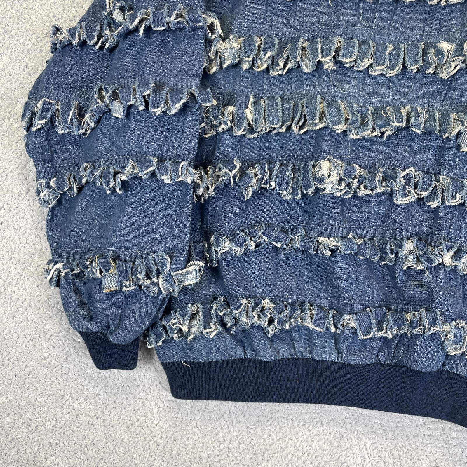 Paula Sweet Muslin Mink Denim Pullover Boho Art Size Small 80’s Fringe