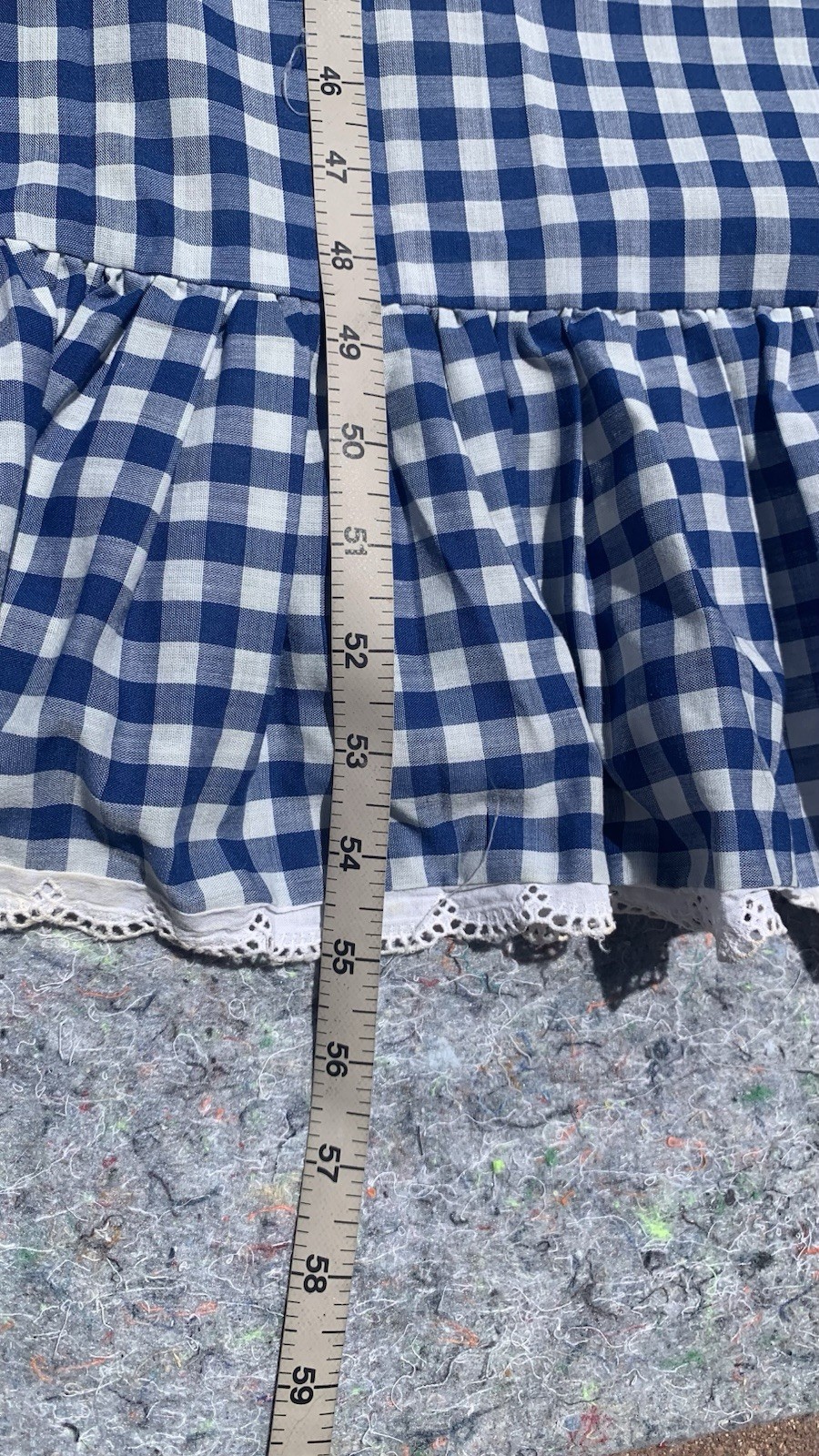 As Is vintage 50s blue gingham cotton sleeveless straight maxi dress cottage