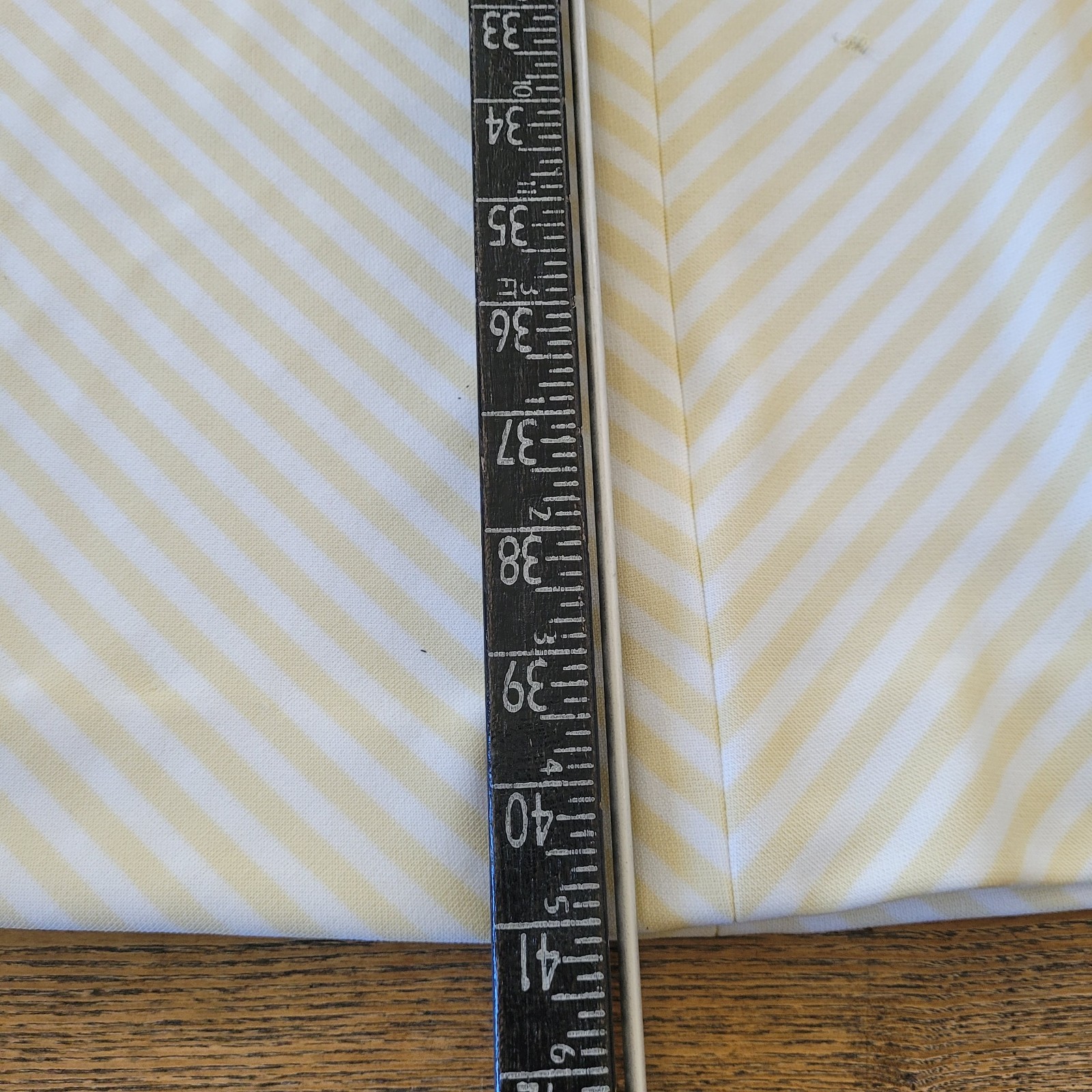 VTG Fit Flare Dress M Butter Yellow Ivory Stripe Pockets Stretch USA Retro Comfy