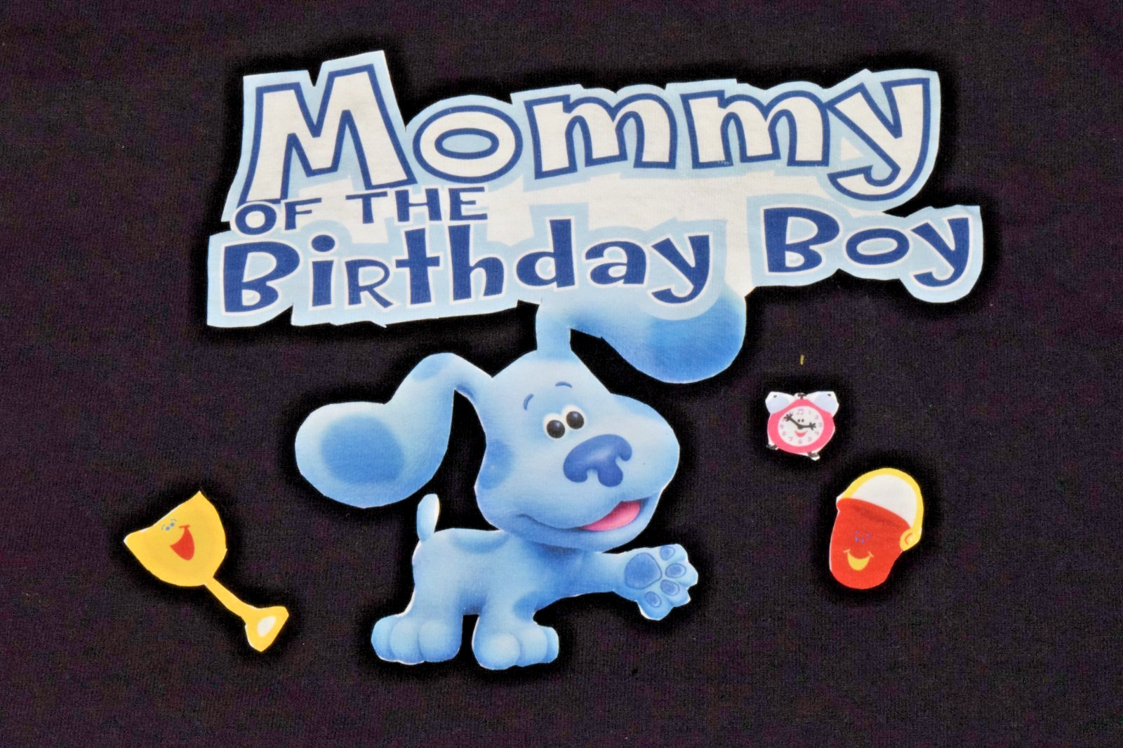 VTG T-Shirt Pro Club Size M/L 90s Mommy of Birthday Boy Blues Clues Black Tee