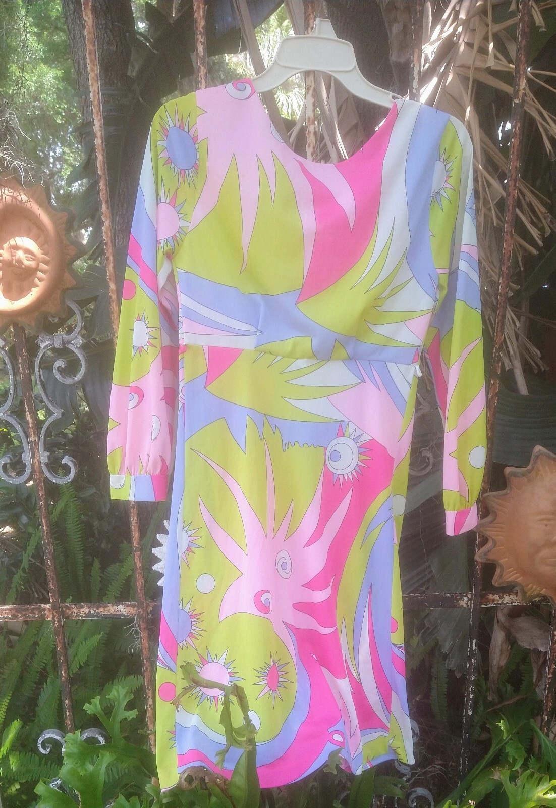Vintage Psychedelic 60s / 70s purple mod Leonora Signed dress Xs/Small