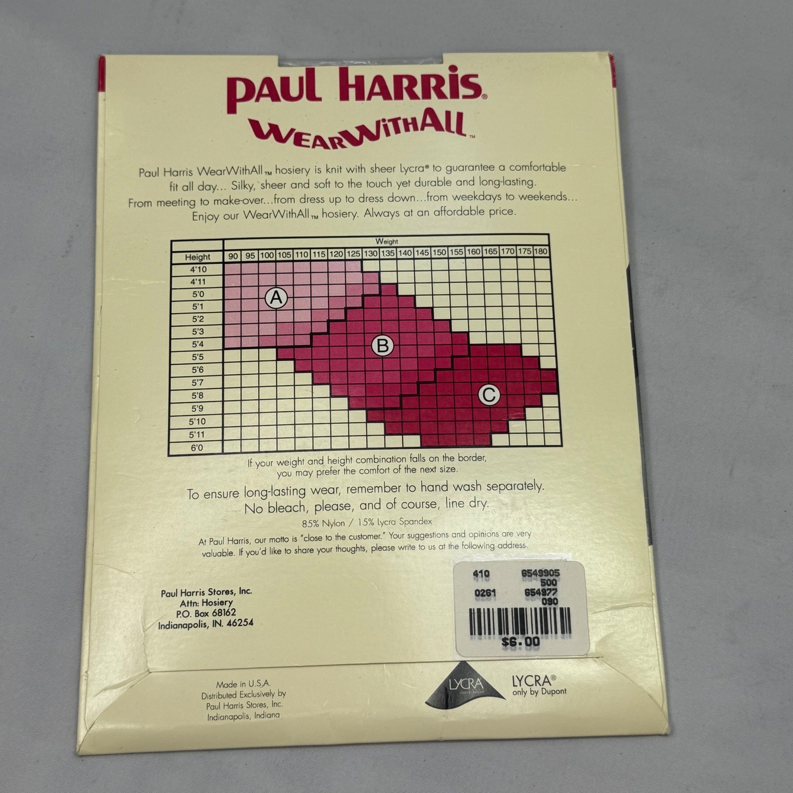 Paul Harris WearWithAll Sheer Hosiery Women Size A Sand Vintage Made in USA NIP