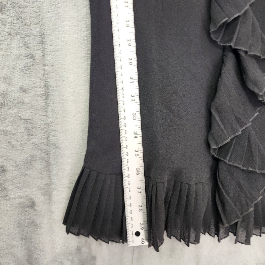 Vintage Citi Clothing Dress Womens S Black Sleeveless V-Neck Pleated Ruffled