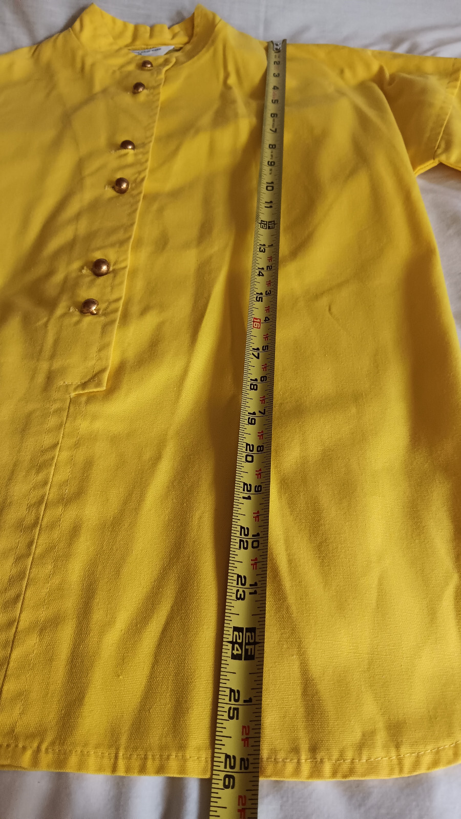 VINTAGE C. 1969 SEARS BRIGHT SUN YELLOW WOMENS SZ SML TUNIC SHIRT PULLOVER GOOD