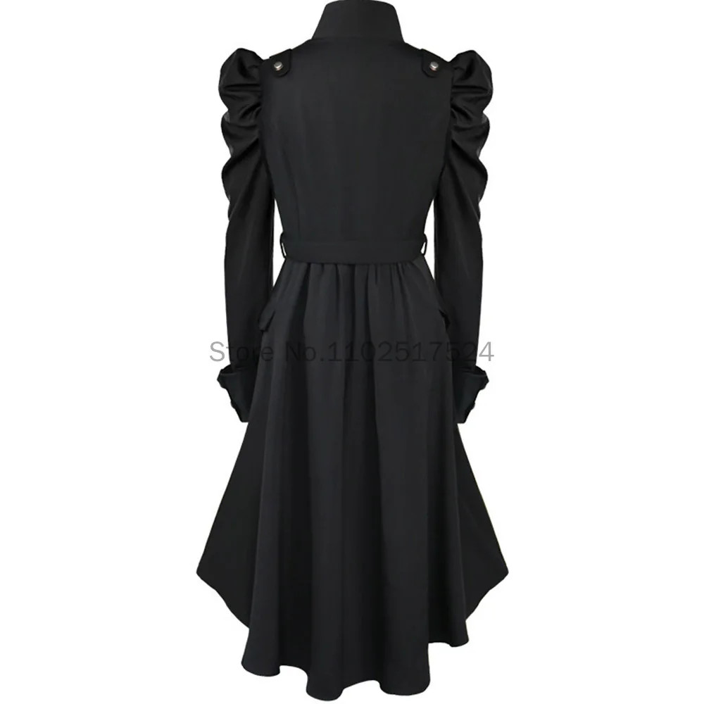 Gothic British Style Coat ForWomen Medieval Steampunk SolidColor Irregular Stand