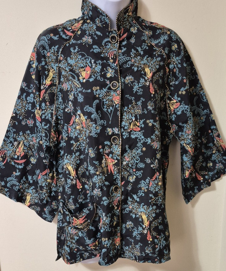 Vintage 2 piece Rayon Mara Kobb Mandarin Collar Blouse , Pants New