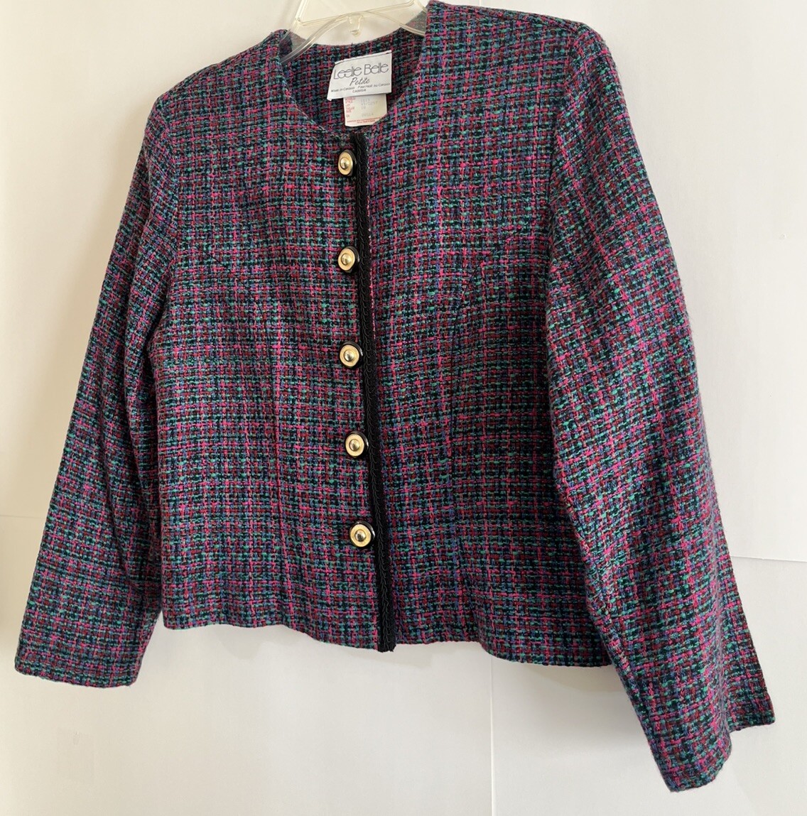 Vintage Leslie Belle Petite Size 10 P Blazer Jacket Style 1819 Pink Green Blue