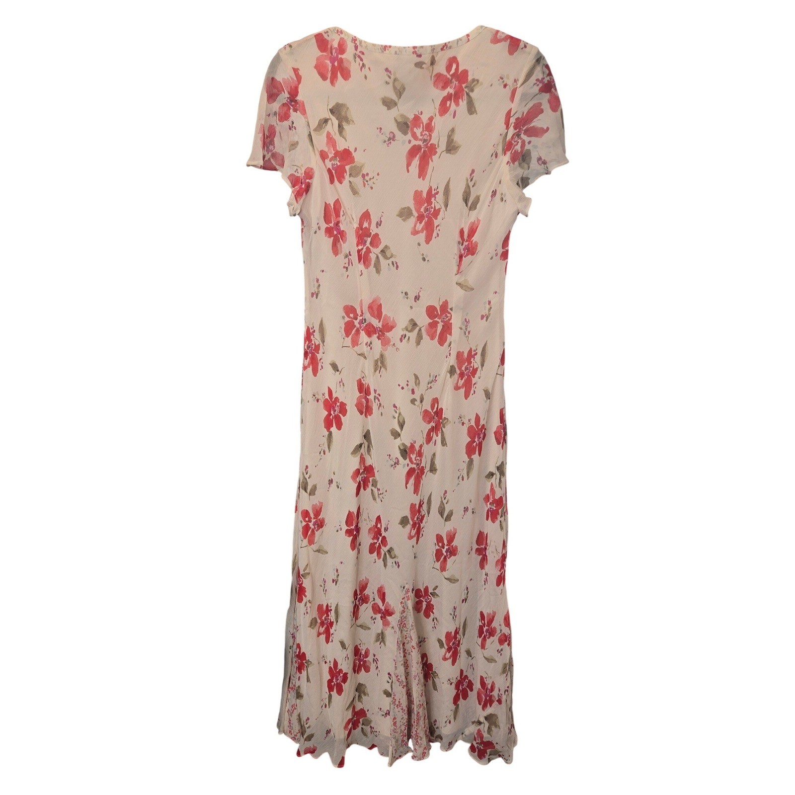 Vintage J. Jill Floral Maxi Dress Short Sleeve Chiffon Feminine Garden Party 10