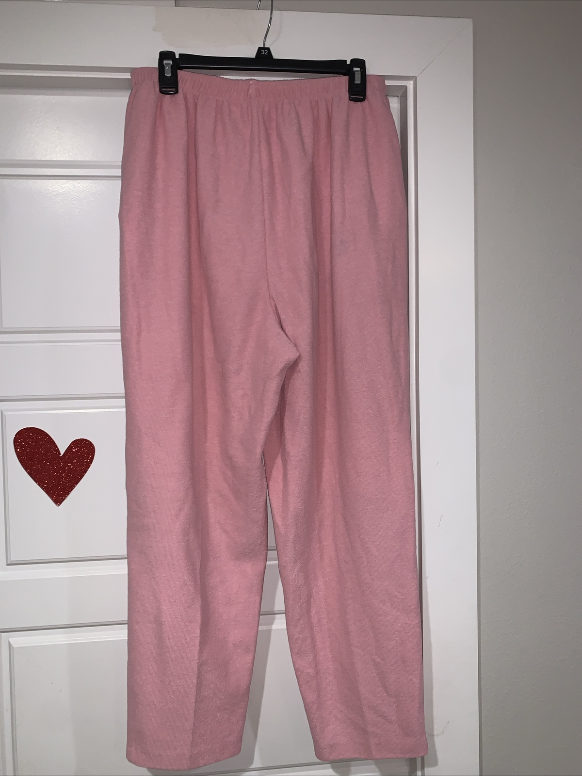 Vintage Links 2 Pc SET Pink Short Sleeve Button Down Top Seashell Pattern Pants