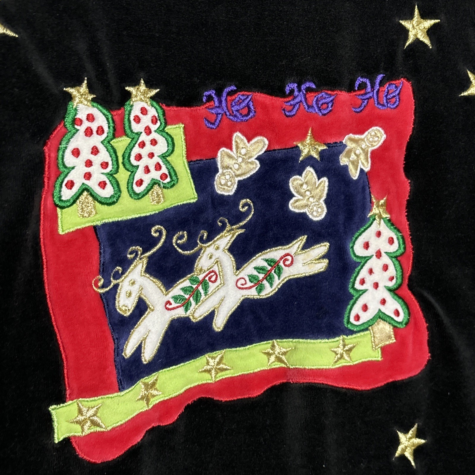 VTG 80s Richard Sport Women’s Small Christmas Sweater Velvet Feel Black