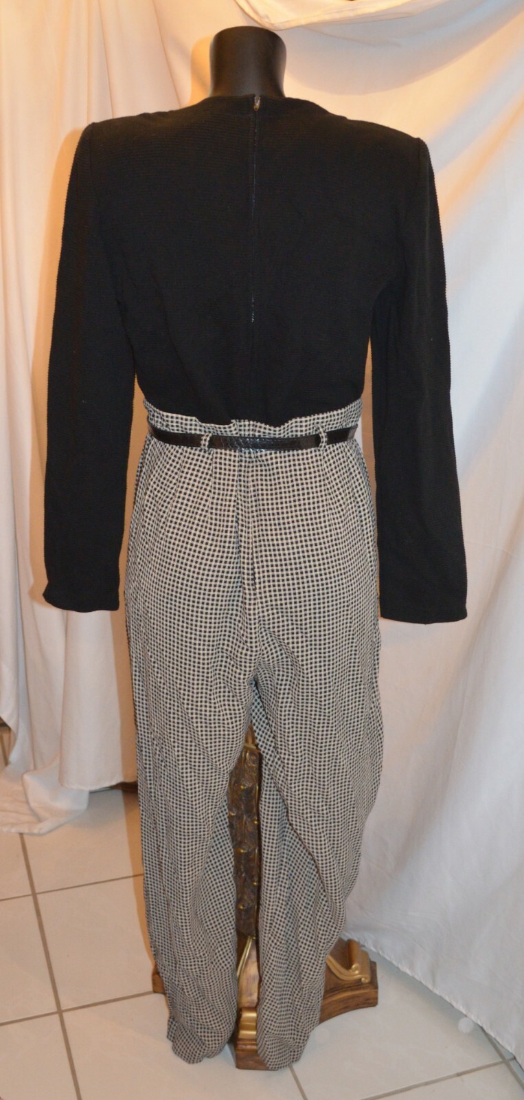 D.J. Summers Vintage 80s Black & White Belted Casual Jumpsuit Romper 12